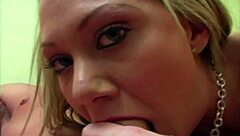 Samantha Sinn sucks multiple cocks with enthusiasm