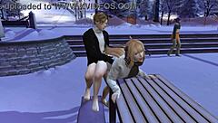 3D Game Animation: Intense Public Sex On A Snowy Day With Fucking And Sucking.