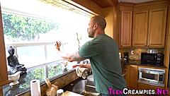 Petite teen in interracial scene with big black cock