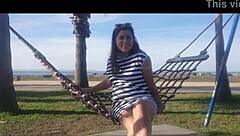 Naked Brunette Masturbates Horny Pussy On Public Beach!