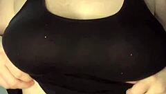 Teen slaps her huge natural tits on the desk in australian preview.