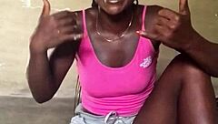 Crazy ebony enjoying food solo