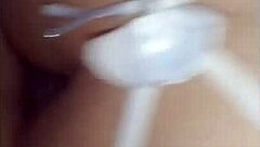 The husband passionately fucks his wife's delicious ass in the bedroom.