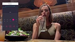 Can You Believe I'm Cumming In Restaurant With Remote Vibrator?