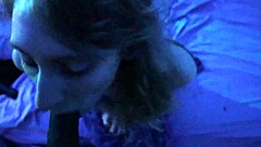 skinny teen 18+ brunette feels intense pleasure sucking big black cock and swallowing cum