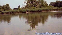 euro babe pisses over grandpa