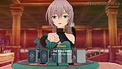 Qingque fucks Jing Yuan with intense licking and creampie in this hentai game.