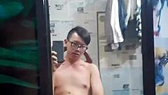 Vietnamese gay top sucks huge cock deepthroat monster dick tattooed solo asian