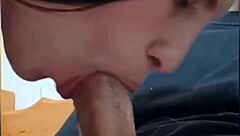 Teen sucks huge cock for facial cumshot