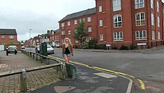 Busty woman undresses in public car, ripping clothes while masturbating eagerly