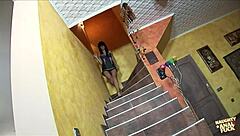 brunette cutie in heels fulfills foot fetish before tight ass doggystyle