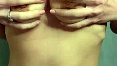 a hot student starts fondling her big juicy tits