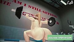 Beautiful Girl Goes Nude at the Gym in 3D Animation