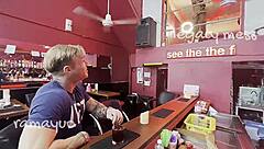 shemale mistress fucks visitor hard in bar