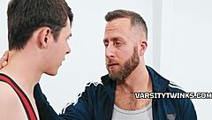 Classroom threesome with hot gay teacher and students