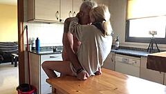 kitchen love with wife in doggystyle and creamy finish