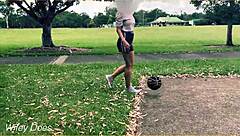 Braless Milf Plays Basketball In Short Skirt Without Panties