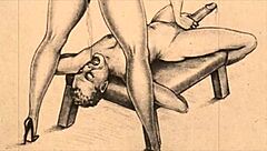 Vintage Erotic Drawings Featuring Antique Retro Hentai Cartoon Anime Comic Characters In Sensual Poses