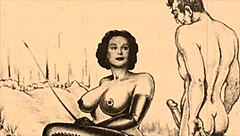 Vintage Erotic Drawings Featuring Antique Retro Hentai Cartoon Anime Comic Characters In Sensual Poses