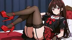 Sexy redhead anime girl gets cum in mouth