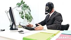 chesty blonde babe in latex takes a hard shaft