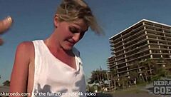 Pretty Florida teen poses naked with tiny tits at the beach