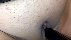 i masturbate with black dildo while bound and masked with face cover