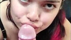 White Wolf couple performs deepthroat blowjob on monster cock.