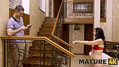 Mature in red bra craves stepson's deep thrust