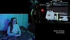 Playing Dead Space naked with big natural tits on display in part 6.