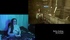 Playing Dead Space naked with big natural tits on display in part 6.