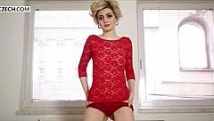 Teen 18+ spreads legs showing pussy on couch at xczech com