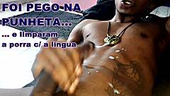 Black Amateur Cums Hard During Homemade Handjob Session