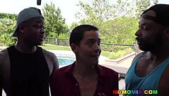 Interracial gay double anal fuck with big black cocks