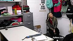 Perky pierced asian steals from the store, feeling nervous and excited.