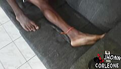 Black Amateur Cums Hard During Homemade Handjob Session