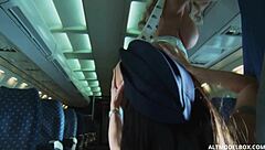 stunning hostesses playing together in a boing 777 game