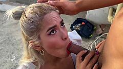 Builder and boss's wife on outdoor deck