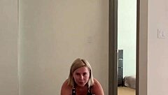 sexy milf cheats with tight pussy, nude exercises barefoot