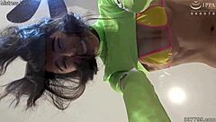 Lily Hosho Laughs at Masochist Man's Licking.