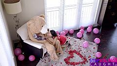 Does petite Jasmine Grey get caught with giant cock?