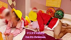 Naughty Christmas Couple Practices Pregnancy with Santa's Creampie in Small Pussy