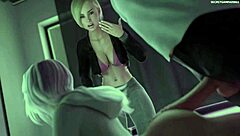 Two perfect asses battle huge white cock in Apocalust