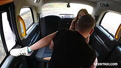 Hot milf enjoys wild taxi ride with blowjob and riding