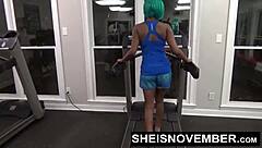 Msnovember cosplays as fit ebony in rough outdoor gym fuck with stranger