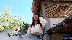 Petite asian teen Hannah Le gets naked on relaxing ranch!