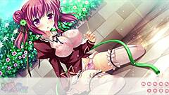 pretty girl with big boobs in a funny comic battle scene