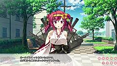 pretty girl with big boobs in a funny comic battle scene