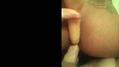 Bound latina slut wife gets intense ass fucking with dildo from ebony girlfriend in amateur black couple scene