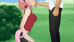 Naruto fans watch Sakura Haruno master deepthroat skills. Her animated oral game is next level.